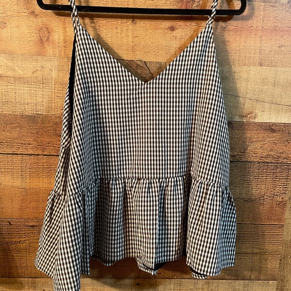 Jun & Ivy Plaid Babydoll Tank Top blouse - Picture 3 of 5